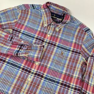 Polo Ralph Lauren Shirt Men's Small Colorful Button Down Preppy Plaid Flesh Pony